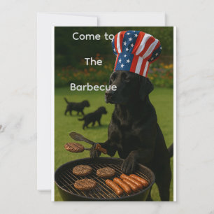 Patriottische Zwarte Labrador Zomerbarbecue Kaart
