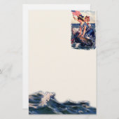  Patriottische Zwemmers Stationery Briefpapier (Voorkant / Achterkant)