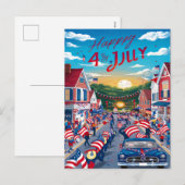 Patriottisme in beweging: Amerikaanse vlaggen vers Feestdagenkaart (Voorkant / Achterkant)