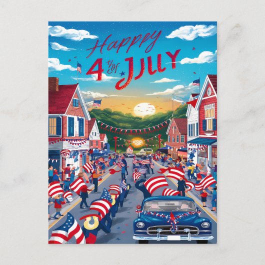 Patriottisme in beweging: Amerikaanse vlaggen vers Feestdagenkaart (Voorkant)