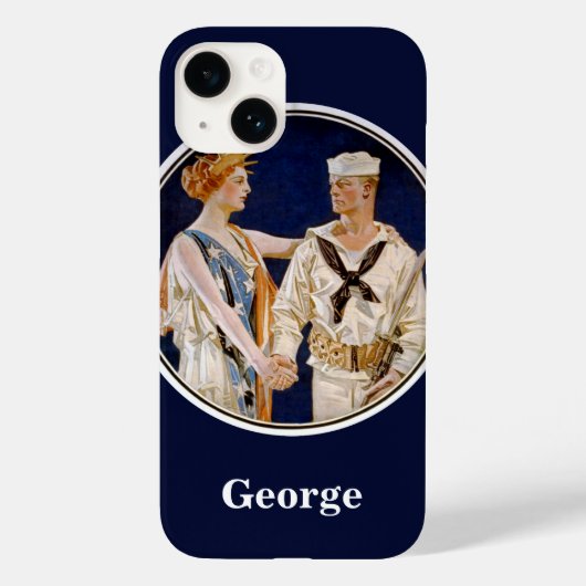  patriottisme, Lady Liberty met Navy Seaman Case-Mate iPhone Case (Achterkant)