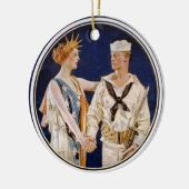  patriottisme, Lady Liberty met Navy Seaman Keramisch Ornament (Links)