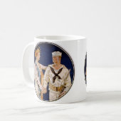  patriottisme, Lady Liberty met Navy Seaman Koffiemok (Voorkant links)
