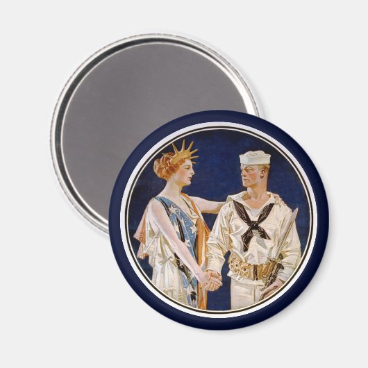  patriottisme, Lady Liberty met Navy Seaman Magneet (Voorkant / Achterkant)