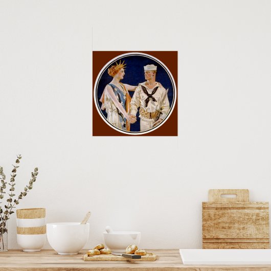  patriottisme, Lady Liberty met Navy Seaman Poster (Keuken)