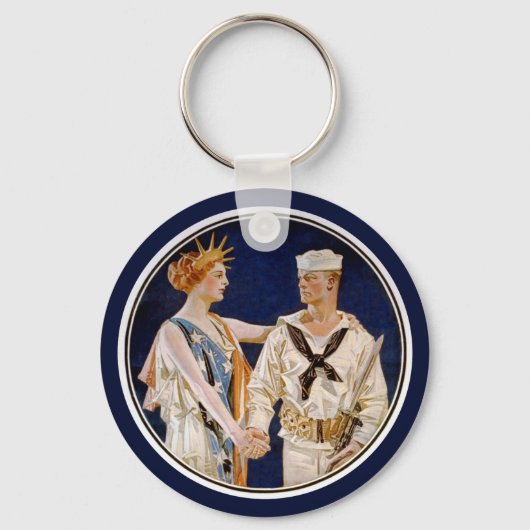  patriottisme, Lady Liberty met Navy Seaman Sleutelhanger (Voorkant)