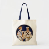  patriottisme, Lady Liberty met Navy Seaman Tote Bag (Voorkant)