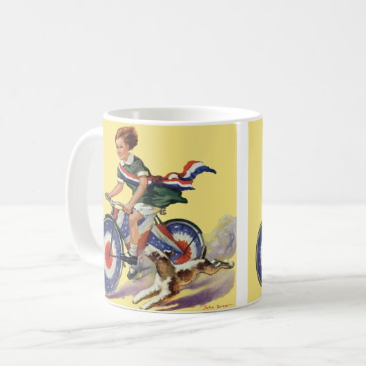  patriottisme, meisje dat een patriottische bike b koffiemok (Voorkant links)