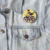 patriottisme, meisje dat een patriottische bike b ronde button 5,7 cm (In situ)
