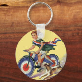  patriottisme, meisje dat een patriottische bike b sleutelhanger (Voorkant)