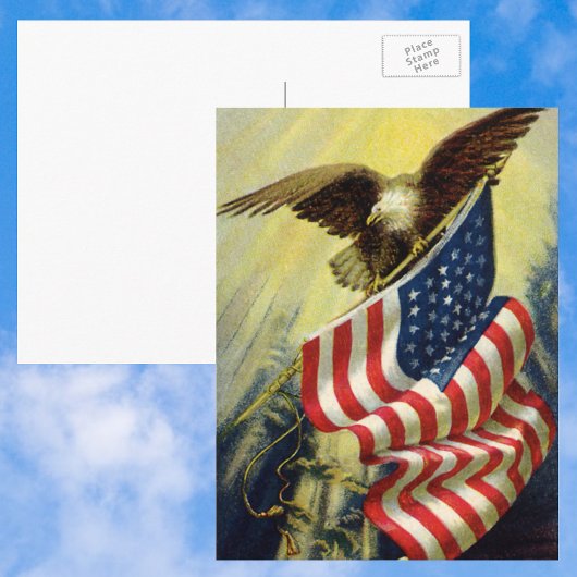  patriottisme, patriottische Eagle American Flag Briefkaart