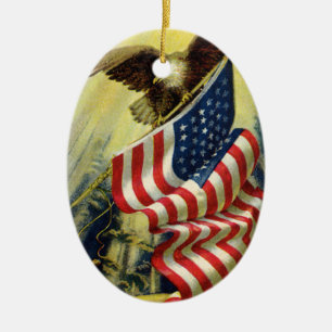 patriottisme, patriottische Eagle American Flag Keramisch Ornament