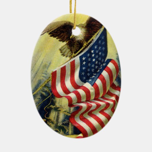  patriottisme, patriottische Eagle American Flag Keramisch Ornament (Achterkant)