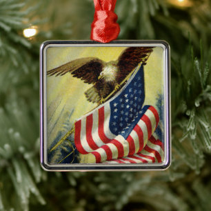 patriottisme, patriottische Eagle American Flag Metalen Ornament