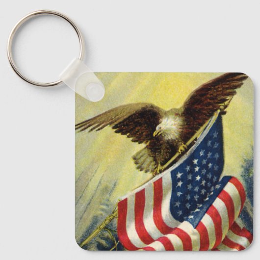 patriottisme, patriottische Eagle American Flag Sleutelhanger (Voorkant)
