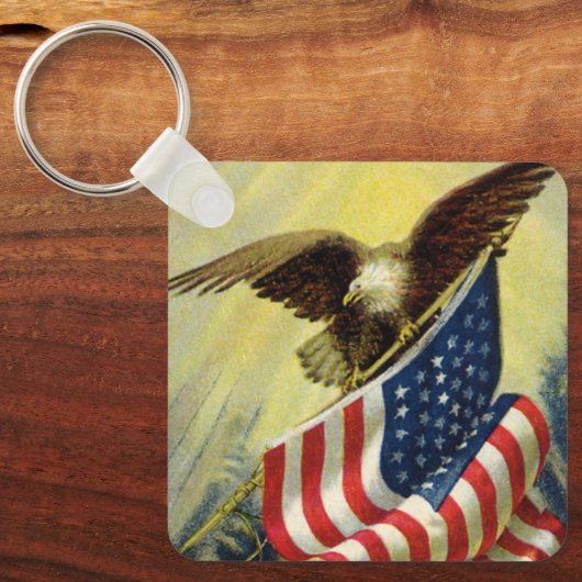  patriottisme, patriottische Eagle American Flag Sleutelhanger (Voorkant)