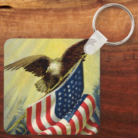 patriottisme, patriottische Eagle American Flag Sleutelhanger (Achterkant)