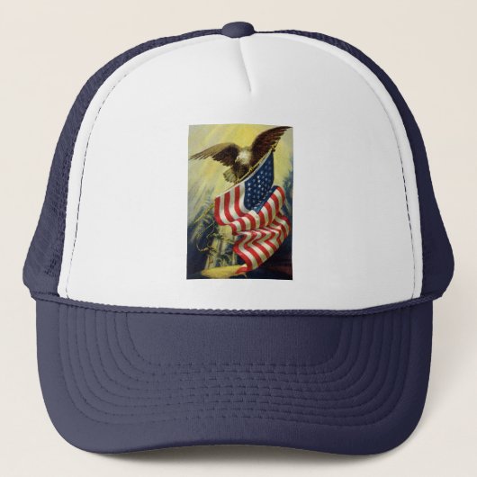  patriottisme, patriottische Eagle American Flag Trucker Pet (Voorkant)