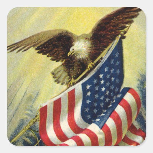  patriottisme, patriottische Eagle American Flag Vierkante Sticker (Voorkant)
