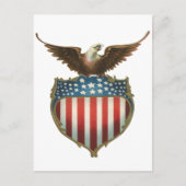  patriottisme, Proud Eagle over Amerikaanse vlag Briefkaart (Voorkant)