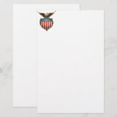  patriottisme, Proud Eagle over Amerikaanse vlag Briefpapier (Voorkant / Achterkant)