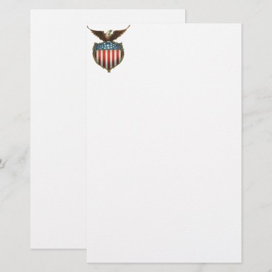  patriottisme, Proud Eagle over Amerikaanse vlag Briefpapier (Voorkant / Achterkant)