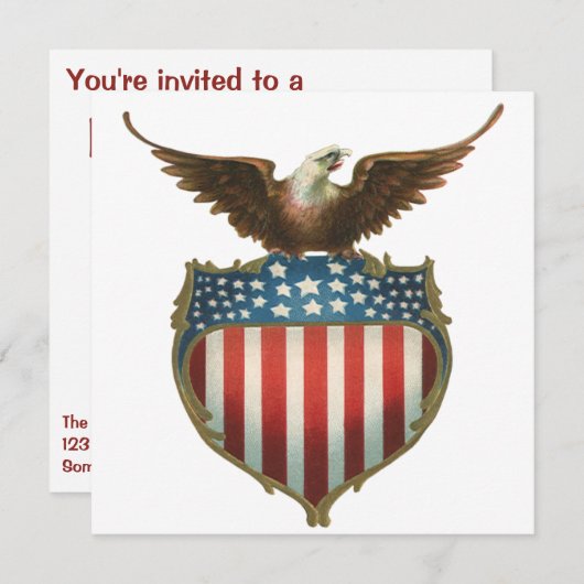  patriottisme, Proud Eagle over Amerikaanse vlag Kaart (Voorkant / Achterkant)