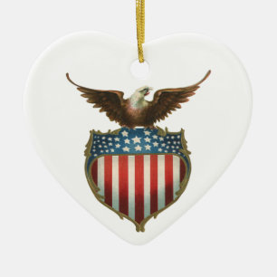  patriottisme, Proud Eagle over Amerikaanse vlag Keramisch Ornament