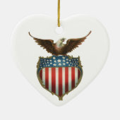  patriottisme, Proud Eagle over Amerikaanse vlag Keramisch Ornament (Achterkant)