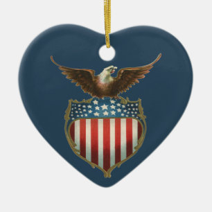  patriottisme, Proud Eagle over Amerikaanse vlag Keramisch Ornament