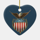  patriottisme, Proud Eagle over Amerikaanse vlag Keramisch Ornament (Achterkant)