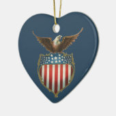  patriottisme, Proud Eagle over Amerikaanse vlag Keramisch Ornament (Links)