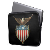  patriottisme, Proud Eagle over Amerikaanse vlag Laptop Sleeve (Voorkant Links)