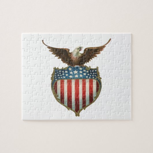  patriottisme, Proud Eagle over Amerikaanse vlag Legpuzzel (Horizontaal)