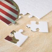  patriottisme, Proud Eagle over Amerikaanse vlag Legpuzzel (Zijkant)