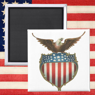  patriottisme, Proud Eagle over Amerikaanse vlag Magneet