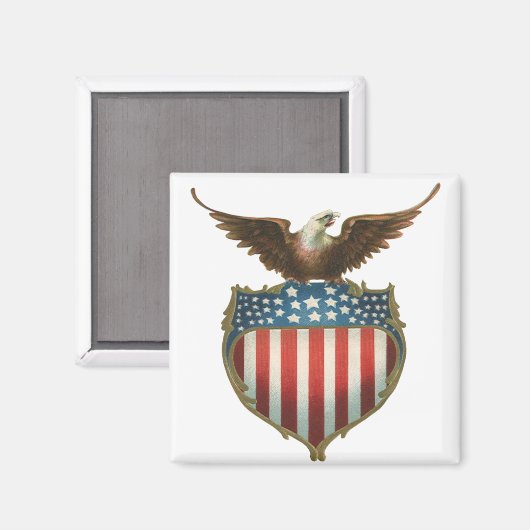  patriottisme, Proud Eagle over Amerikaanse vlag Magneet (Voorkant / Achterkant)