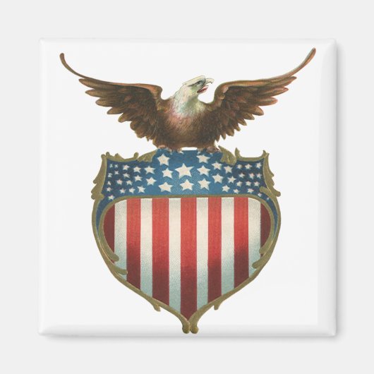  patriottisme, Proud Eagle over Amerikaanse vlag Magneet (Voorkant)