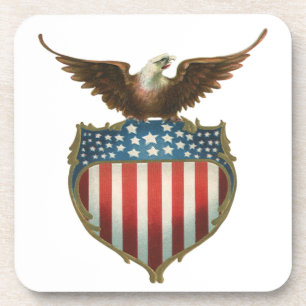  patriottisme, Proud Eagle over Amerikaanse vlag Onderzetter