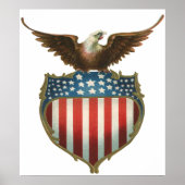  patriottisme, Proud Eagle over Amerikaanse vlag Poster (Voorkant)