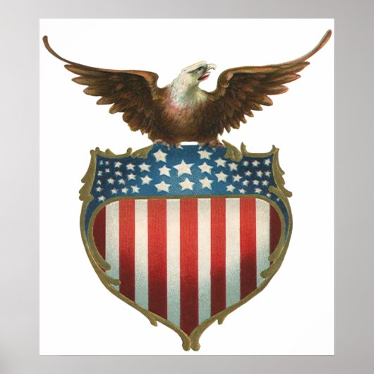 patriottisme, Proud Eagle over Amerikaanse vlag Poster (Voorkant)