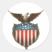  patriottisme, Proud Eagle over Amerikaanse vlag Ronde Sticker (Voorkant)