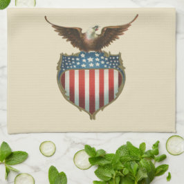  patriottisme, Proud Eagle over Amerikaanse vlag Theedoek