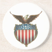  patriottisme, Proud Eagle over Amerikaanse vlag Zandsteen Onderzetter (Voorkant)