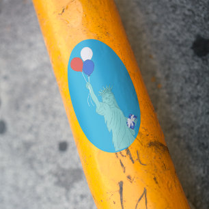 Patriottistische Cartoon Standbeeld van de Vrijhei Ovale Sticker