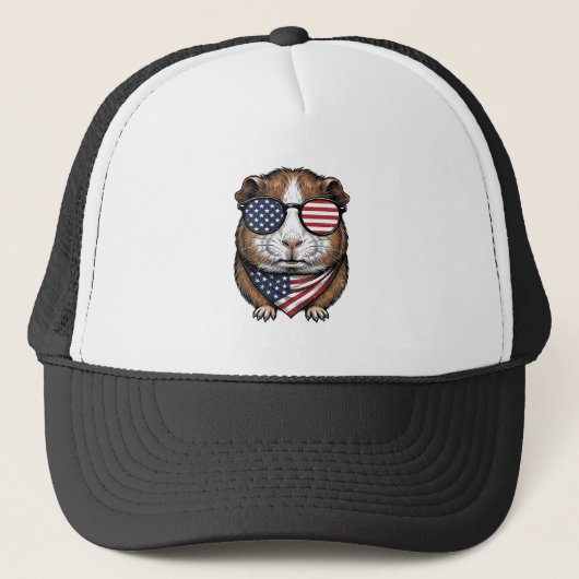 Patriottistische Cavia Vintage Gravure Trucker Pet (Voorkant)