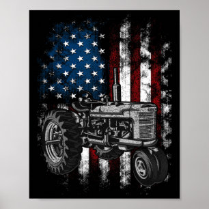 Patriottractor Amerikaanse Vlag Tractor Boerderij  Poster