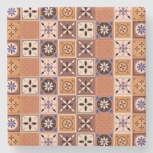 Patrón azulejo de color arena stenen onderzetter (Voorkant)