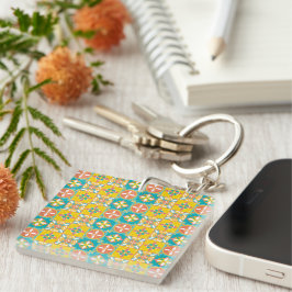 Patrón azulejo de colores alegres sleutelhanger