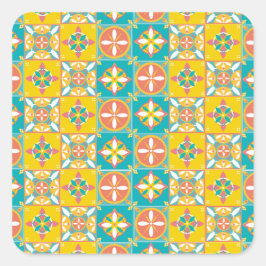Patrón azulejo de colores alegres vierkante sticker